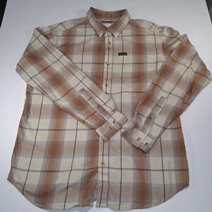 Columbia Men Casual‎ Shirt New L Vapor Ridge ||| Tan Plaid Long Sleeves Pocket